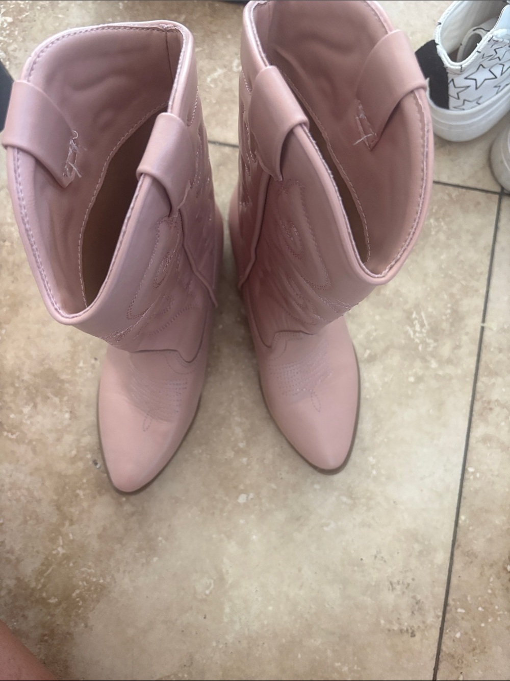 Tucker + Tate Blush Pink Western Lace-Up Cowboy Boots - Picture 4 of 5
